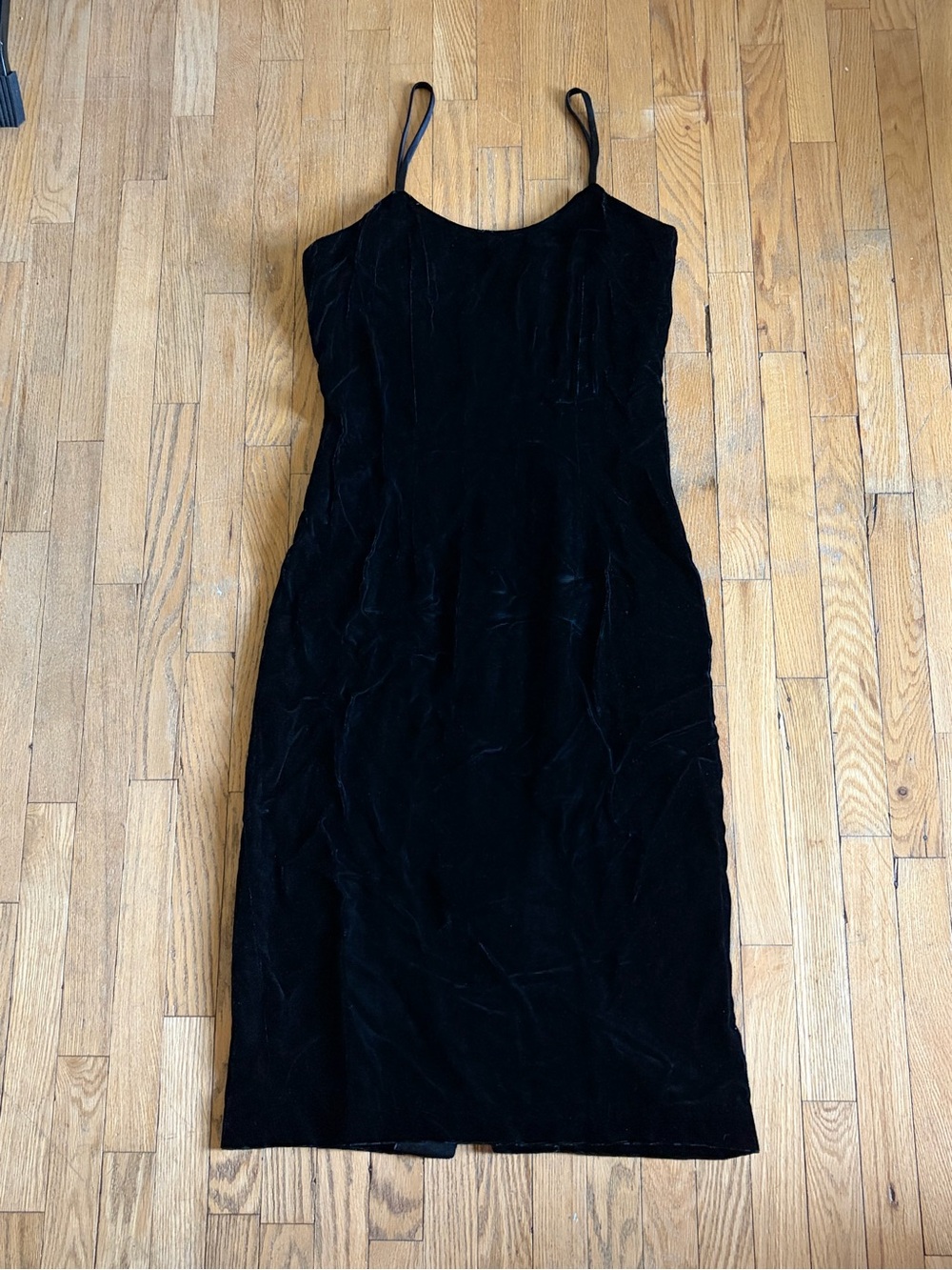 Black Velvet Slip Dress with Spaghetti Straps